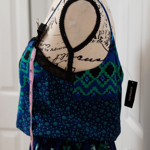 EXPRESS Dark Flower Mini Dress with Sheer details Whimsigoth - Picture 4 of 9